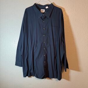 5XL Harbor Bay HB Fit DXL Navy Button Up Shirt Long Sleeve Mens Casual